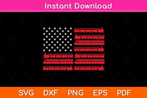 American Flag Railroad Train Svg Design