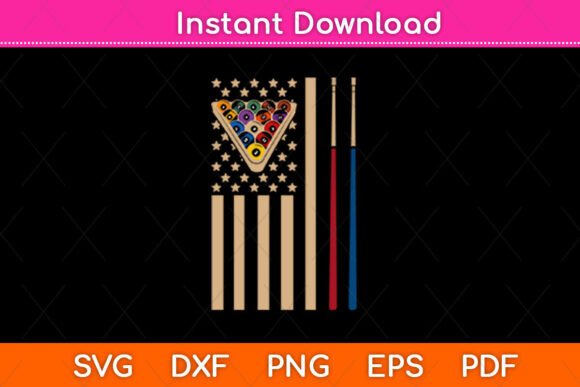 Billiard Stick American Flag Svg File