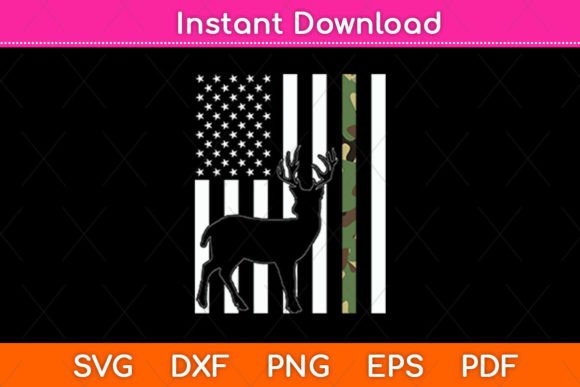 Deer Hunting American Flag Svg Design for Crafts and Graphics