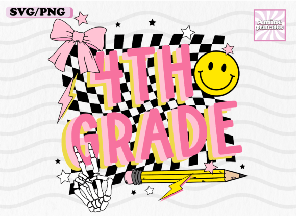 Fourth Grade Retro School Girl Coquette Graphics & Crafts