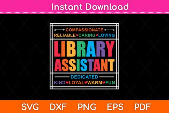 Library Assistant Librarian Svg Design for Crafts and Graphics