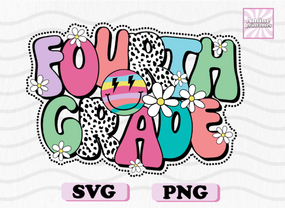 Retro School 4th Grade Dalmatian Dots Graphics