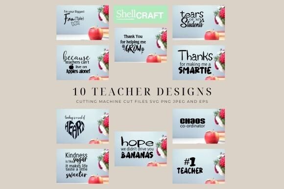 Teacher Appreciation Designs Bundle: Graphics for Crafts & Small Business