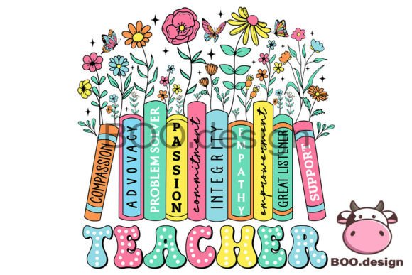 Teacher Bookself Wildflowers Png: Graphics for Crafts