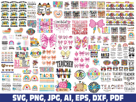 Teacher Retro Pincel Doodle Coquette Bow – A Versatile Graphic Design Asset for Creative Publishers