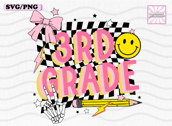 Third Grade Retro School Girl Coquette Graphics and Crafts