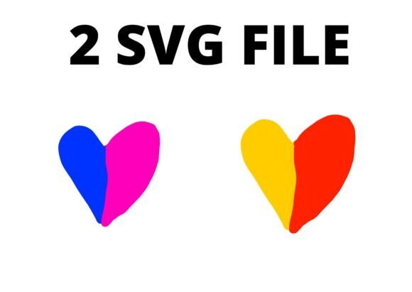 Yellow Blue Red Heart SVG Craft File